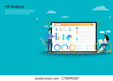 Human Resources Concept, team of HR department are working to analyze the data on the screen of the applicant to determine about the requirement and qualification before call them to interview.