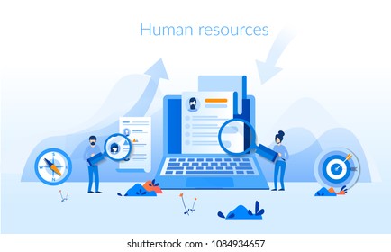 Human resources Concept for web page, banner, presentation, social media, documents, cards, posters. Vector illustration