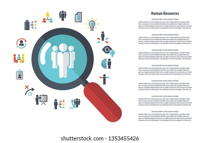 Human resources - conceptual background with human resources icon set. Vector