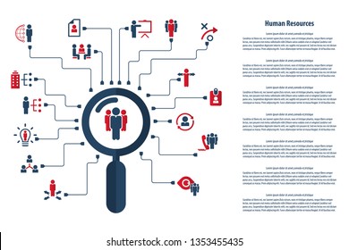 Human resources - conceptual background with human resources icon set. Vector