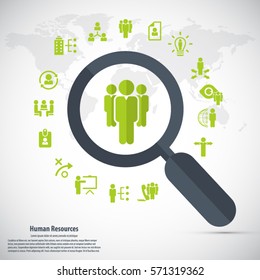 Recursos humanos - fondo conceptual con conjunto de iconos relacionados con los recursos humanos.