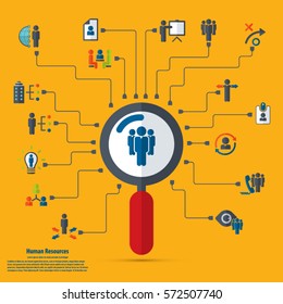 Human resources - conceptual background with human resource related icon set.