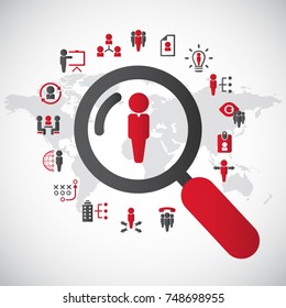Human resources - conceptual background with human resource related icon set.