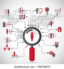 Human resources - conceptual background with human resource related icon set.