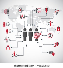 Human resources - conceptual background with human resource related icon set.
