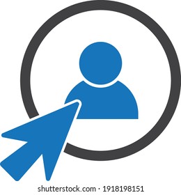 Human resources, CRM and social media concept officer choose person represented by icon.
