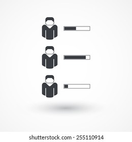 Human resources data of job performance icon. Qualification, review