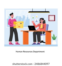 Departamento de Recursos Humanos concepto de estilo plano ilustración de stock con fondo. Archivo EPS 10
