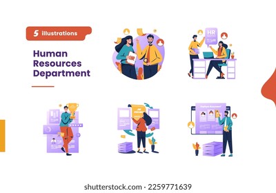 Human resources department flat design bundle pack