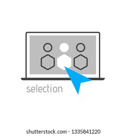 Human resources design. Applying for job at laptop, giving CV, job competition vector concept.