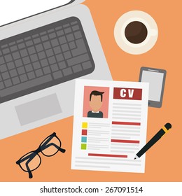 Human resources design over orange background, vector illustration.