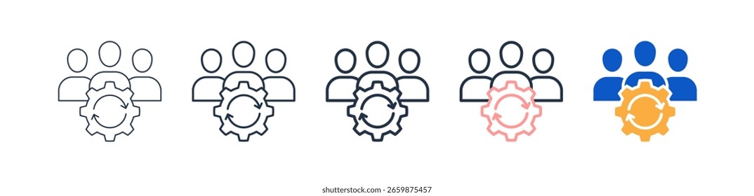 Recursos humanos diferentes iconos de estilo establecen la Ilustración vectorial.