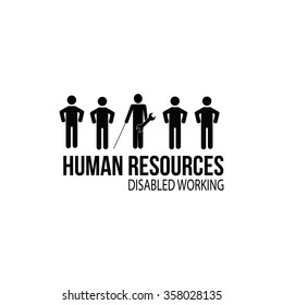 human resources disabled working  illustration over white color background