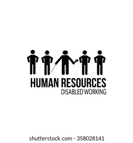 human resources disabled working  illustration over white color background