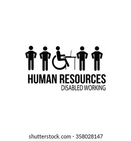 human resources disabled working  illustration over white color background