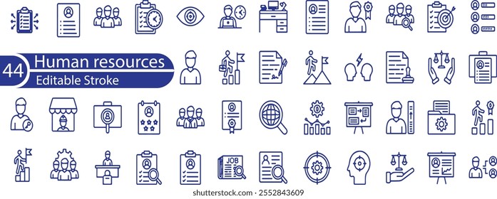 Human resources editable stroke outline icons set