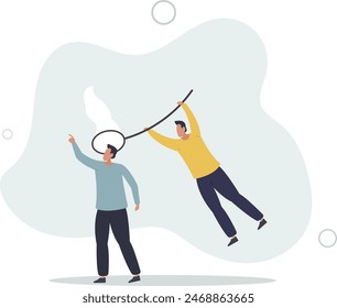 human resources employer using the net capturing smart businessman talent.flat vector illustration.
