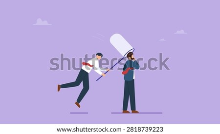 Human resources employer using the net capturing smart businessman talent. Talent recruiting, head hunter or HR, human resources finding the right candidate for job vacancy concept.