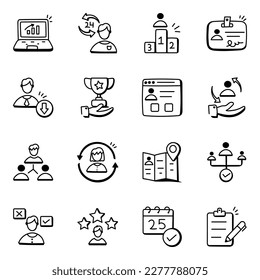 Human Resources and Employment Doodle Icons Pack

