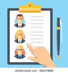 Human resources, employment, team management flat illustration concepts. Modern flat design concepts for web banners, web sites, printed materials, infographics. Creative vector illustration