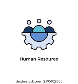 Human resources filled outline icon design. Illustration design people team with gear 