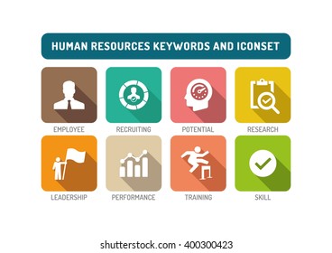 Human Resources Flat Icon Set