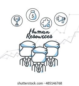 human resources flat line icons vector illustration design