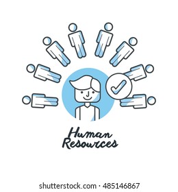 human resources flat line icons vector illustration design