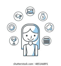 human resources flat line icons vector illustration design