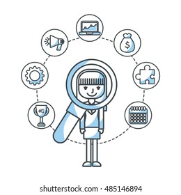 human resources flat line icons vector illustration design