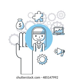 human resources flat line icons vector illustration design