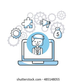 human resources flat line icons vector illustration design