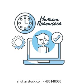 human resources flat line icons vector illustration design