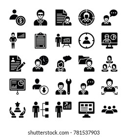 
Human Resources Glyphs Vector Icons Set 
