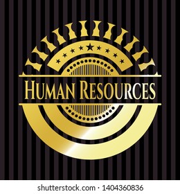 Human Resources gold badge or emblem. Vector Illustration. Detailed.