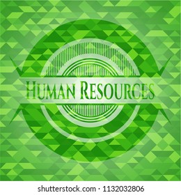 Human Resources green emblem with mosaic background
