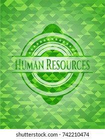 Human Resources green emblem. Mosaic background