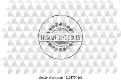 Human Resources grey badge with geometric cube white background