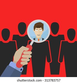 Human resources headhunters finding professional employee from the lot