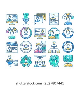 recursos humanos hr departamento doodle ícones definir vetor. esboço linha arte candidato habilidades e salário dinheiro falando, cv pesquisando entrevista, funcionário busca headhunt contorno humano ilustrações