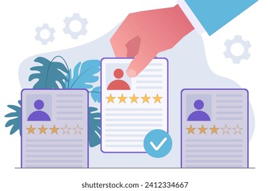 Human resources. HR manager picks a resume.