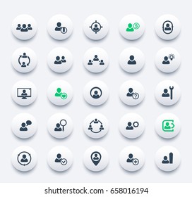 Human Resources, HR, Staff, Personnel Management, Customers Icons Set