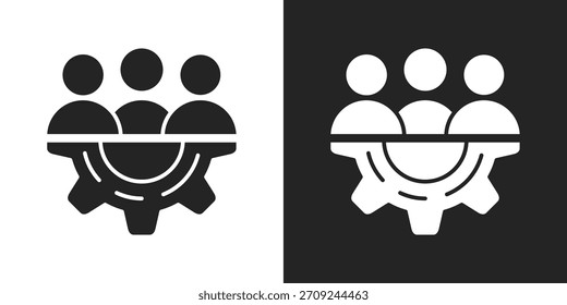 Icono De Recursos Humanos En Estilo Glifo Blanco Y Negro