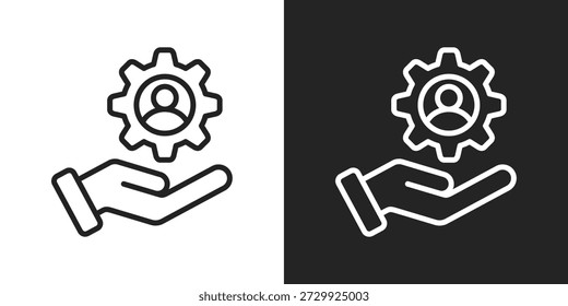 Icono de recursos humanos en estilo de línea en blanco y negro