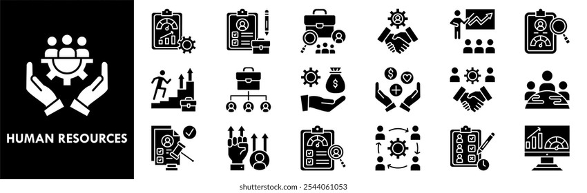 Human Resources icon collection set. Containing design business, recruitment, job, hr, career, management, employee