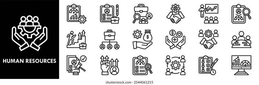 Human Resources icon collection set. Containing design business, recruitment, job, hr, career, management, employee