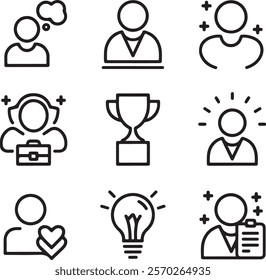 Human resources icon collection set. Containing employee, work, organization structure, business, industry, cycle economy, hr, concept icon. Simple flat vector.