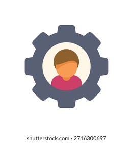 Human resources icon featuring a person's profile picture inside a gear, symbolizing human resource management
