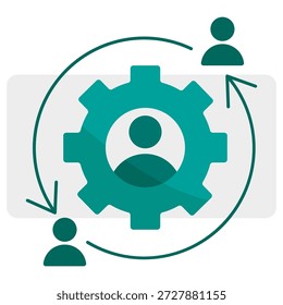 Ícone de recursos humanos. Símbolo do ciclo de engrenagens. Processo de recrutamento vetorial. Ilustração da rotação de pessoal. EPS 10.