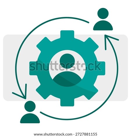 Human resources icon. Gear cycle symbol. Vector recruitment process. Personnel rotation illustration. EPS 10.